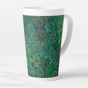 Succulente tuin in groen latte mok