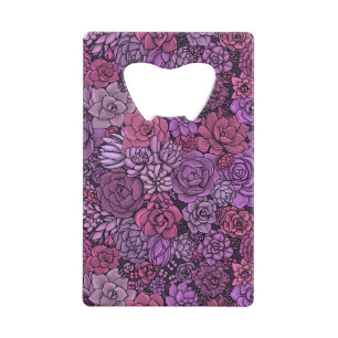 Succulente tuin in roze en violet kredietkaart flessenopener