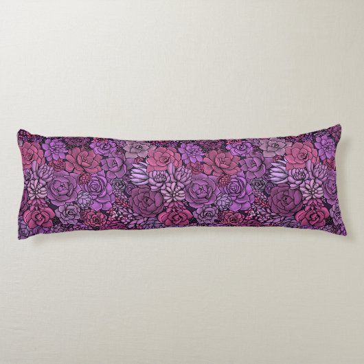 Succulente tuin in roze en violet lichaamskussen (Achterkant)