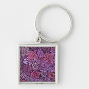 Succulente tuin in roze en violet sleutelhanger