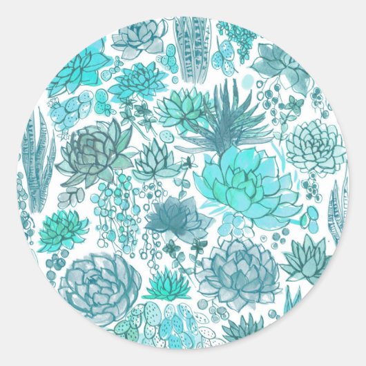 Succulente tuin ronde sticker (Voorkant)