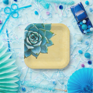 Succulente Waterverf gele kant Papieren Bordje