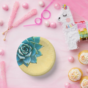 Succulente Waterverf gele kant Papieren Kommen