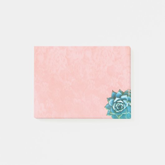 Succulente Waterverf op Blush Pink Lace Post-it® Notes (Voorkant)
