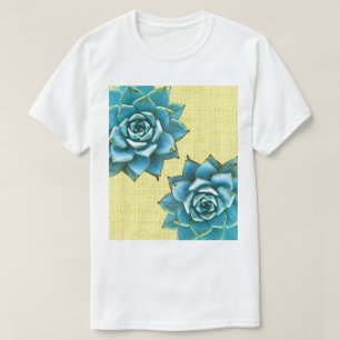 Succulente Waterverf op geel T-shirt