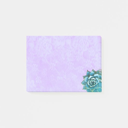 Succulente Waterverf op lavenderkant Post-it® Notes (Voorkant)