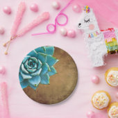 Succulente Waterverf Rustic Brown Papieren Bordje (Feest)