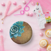 Succulente Waterverf Rustic Brown Papieren Kommen (Feest)