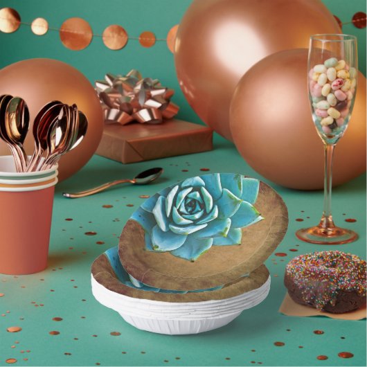 Succulente Waterverf Rustic Brown Papieren Kommen (Multi)