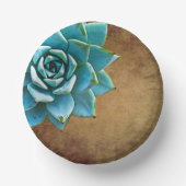 Succulente Waterverf Rustic Brown Papieren Kommen (Voorkant)