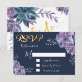 Succulente waterverf Wedding-reactiekaarten RSVP Kaartje (Voorkant / Achterkant)