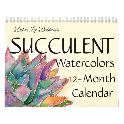 Succulente Waterverven 12-maanden #4 Kalender (Hoes)