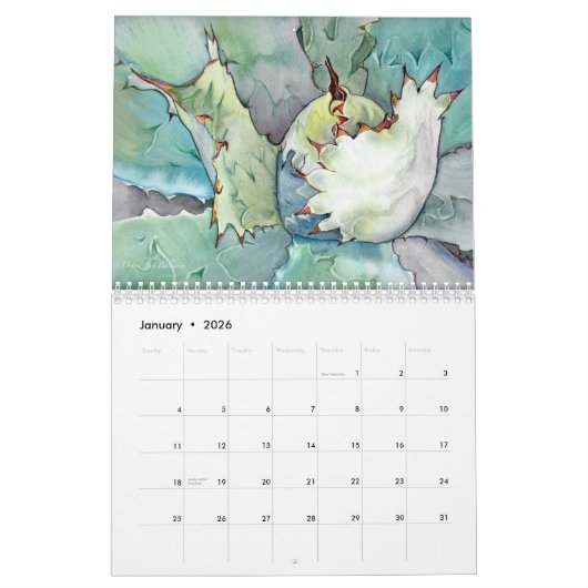 Succulente Waterverven 20XX van Debra Lee Baldwin Kalender (Jan 2026)