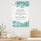 Succulente welkomstteken. Mint bruiloft floral Poster (Keuken)