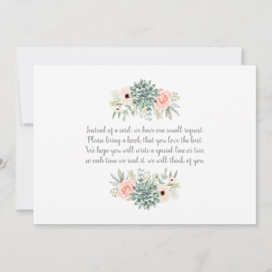 Succulenten baby Sprinkle meisje Uitnodiging (Achterkant)