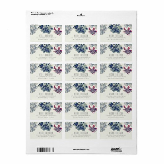Succulenten Bloemen Elegante Bruiloft Etiket (Full Sheet)