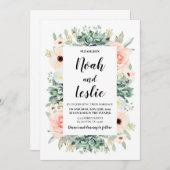 Succulenten bloemenbruiloft uitnodiging (Voorkant / Achterkant)