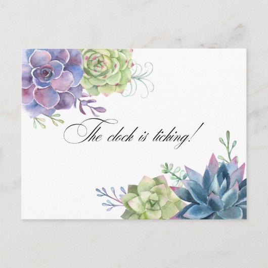 Succulenten Bruiloft Reminder QR Code Rsvp Pos Briefkaart (Voorkant)