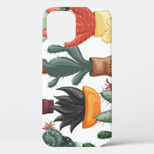 Succulenten, cactussen: schattig bloemmotief. iPhone 12 hoesje