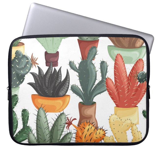 Succulenten, cactussen: schattig bloemmotief. laptop sleeve (Voorkant)