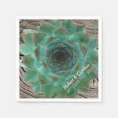 Succulenten en houten papier bruiloft servetten (Voorkant)
