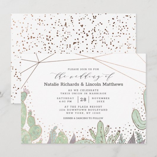 Succulenten Geometrische Terrarium Cactus Bruiloft Kaart (Voorkant / Achterkant)