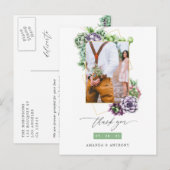 Succulenten Geometrische Trouwfoto Dankjewel Briefkaart (Voorkant / Achterkant)
