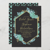 Succulenten Gouden Kader Bruiloft Uitnodiging (Voorkant / Achterkant)