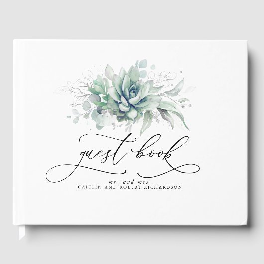 Succulenten Groen Bruiloft Gastenboek (Voorkant)