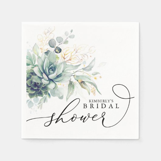 Succulenten groen elegante bruiloft / baby shower servet (Voorkant)