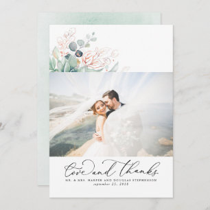 Succulenten groen elegante bruiloft dank u bedankkaart