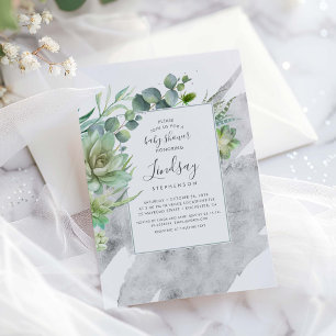 Succulenten groen zilverfolie Baby shower Kaart