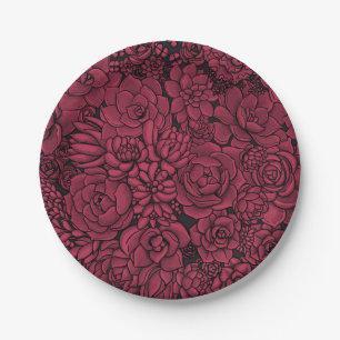 Succulenten in Viva Magenta - Kleur van het jaar 2 Papieren Bordje