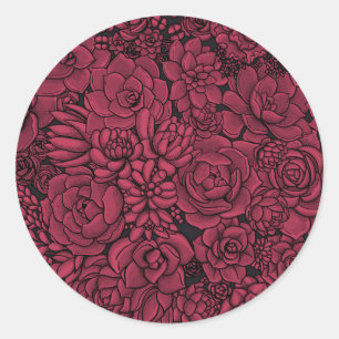 Succulenten in Viva Magenta - Kleur van het jaar 2 Ronde Sticker