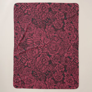 Succulenten in Viva Magenta - Kleur van het jaar 2 Sherpa Deken