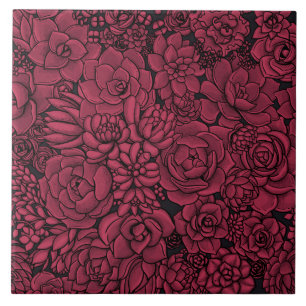 Succulenten in Viva Magenta - Kleur van het jaar 2 Tegeltje