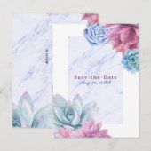 Succulenten Marmeren Chic Rustieke Fiesta Save the Aankondigingskaart (Voorkant / Achterkant)