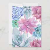 Succulenten Moderne Chic Witte Bruiloftsfeest Fies Kaart (Achterkant)