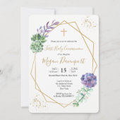 Succulenten Paarse Communie Kaart (Voorkant)