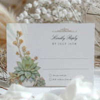 Succulenten RSVP Card Art Nouveau Huwelijk