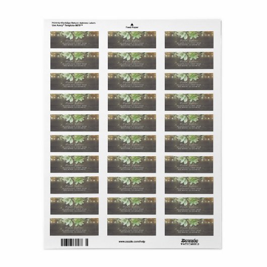 Succulenten rustiek etiket (Full Sheet)