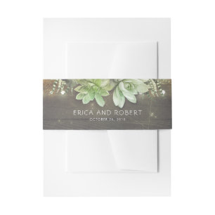 Succulenten Rustiek Land Bruiloft Uitnodigingen Wikkel
