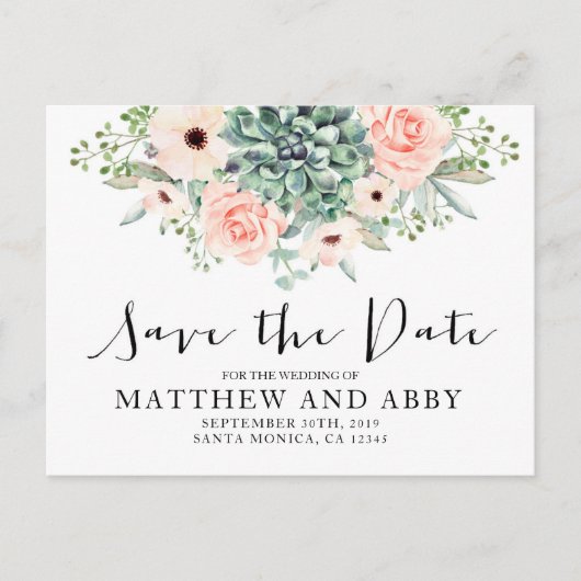 Succulenten save the date uitnodiging briefkaart (Voorkant)
