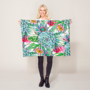Succulenten tropische tuin fleece deken