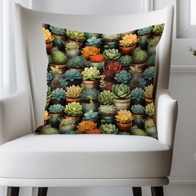 Succulenten Tuinieren Cactus Planten Kussen (Succulents in planter pots pillow)