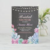 Succulenten Vrijgezellenfeest Rustiek Krijt Licht  Kaart (Staand voorkant)