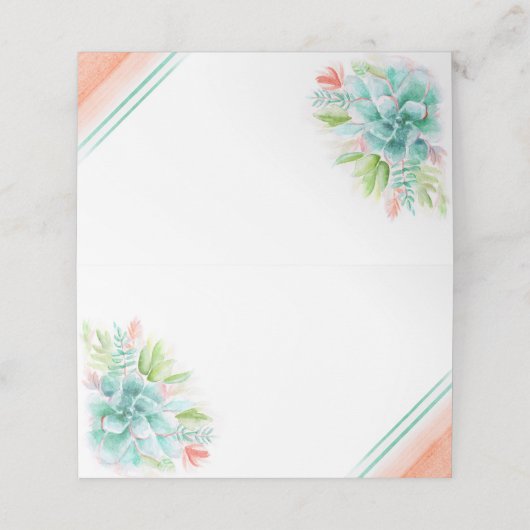 Succulenten waterverf sinaasappel groene kunst pla (Buitenkant ongevouwen)