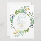 Succulententuin Cirkel | Waterverf Bruidsdouche Kaart (Voorkant / Achterkant)