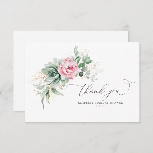 Succulentes et fleurs roses petit merci (Devant / Derrière)