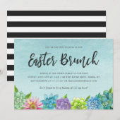 Succulentes Florales Invitation à un brunch de Pâq (Devant / Derrière)